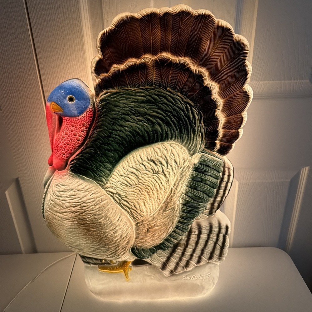Vintage Don Featherstone Thanksgiving Turkey Blow Mold Union Products W/ CORD